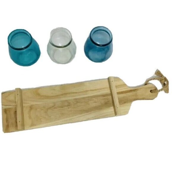 Rustic Nautical Votive Candle Holder Wooden Tray Coastal Style Home Décor Vase J - Picture 6 of 10